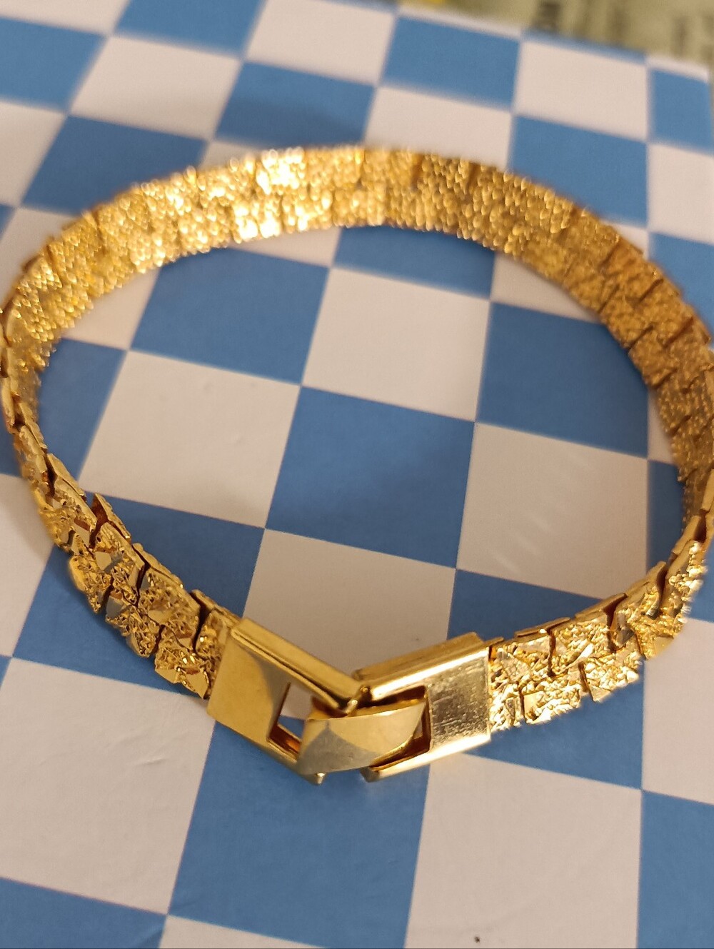 Vintage Gold Textured Bangle Bracelet